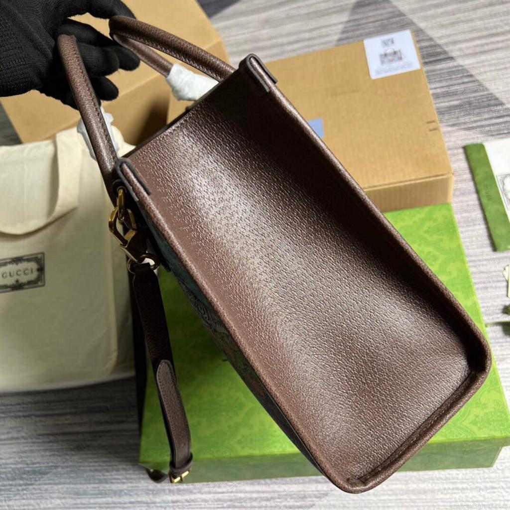 Gucci 659983 GG Small Tote Bag Brown Blue