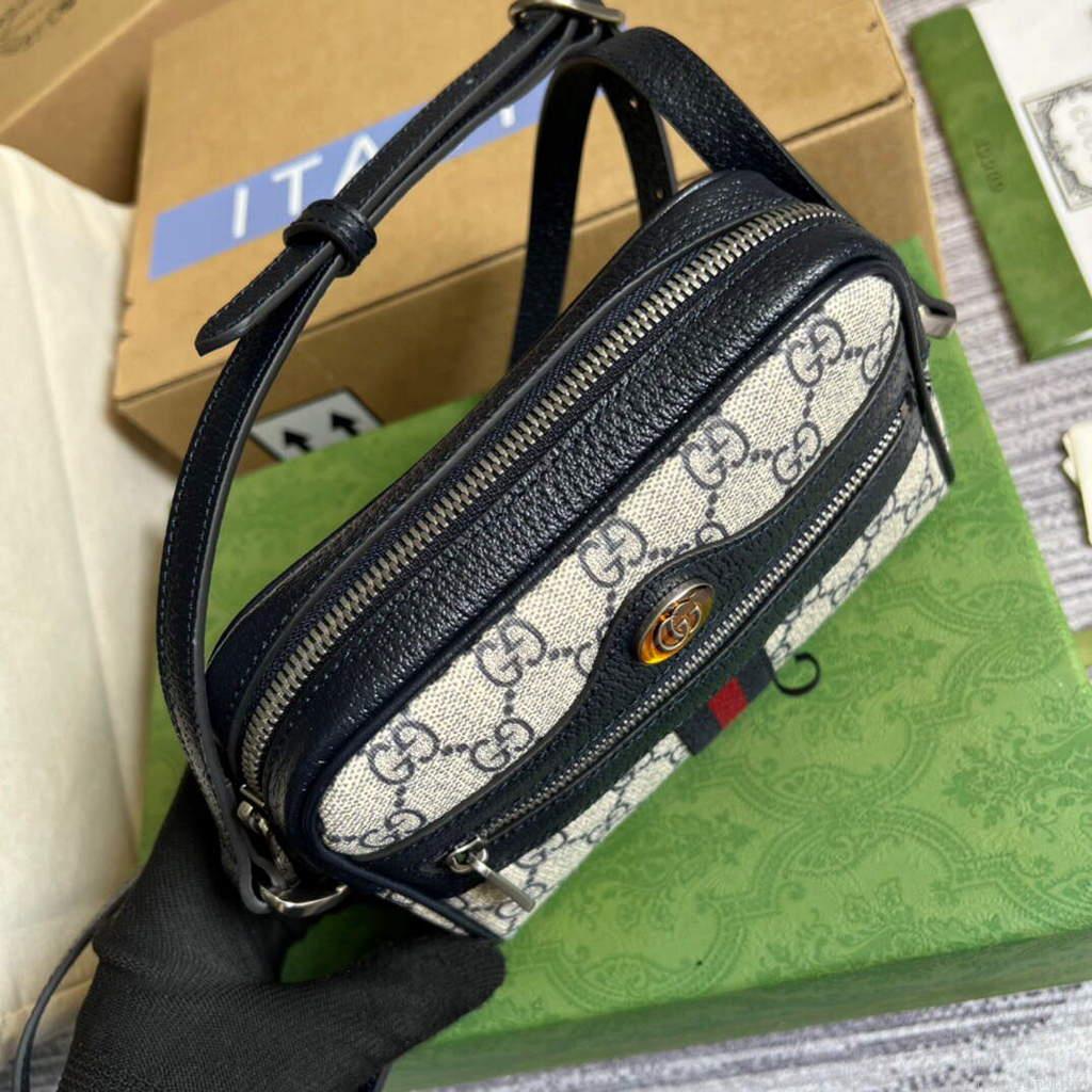 Gucci 517350 Ophidia GG Mini Bag Beige Blue