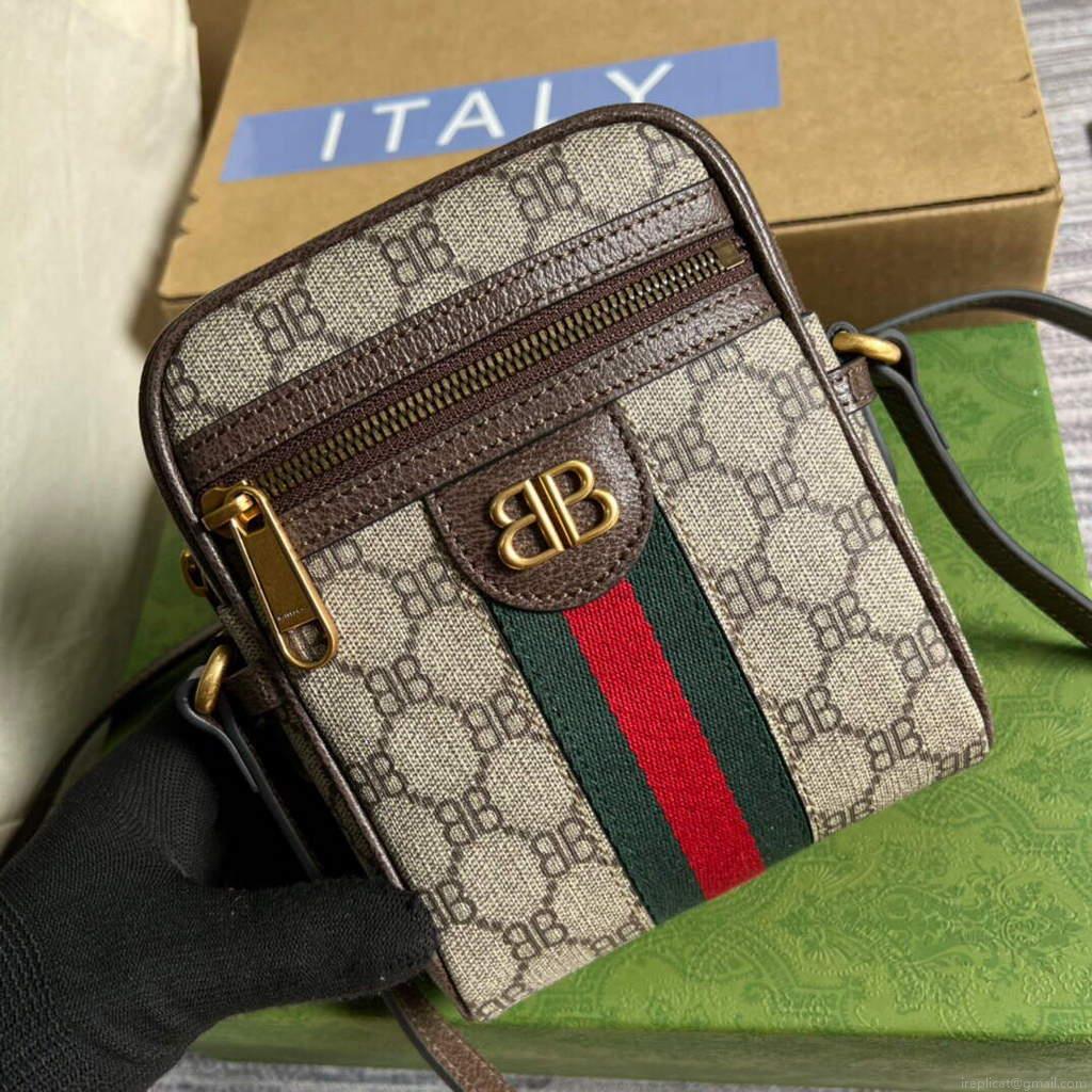 Gucci 680129 Gucci x Balenciaga The Hacker Project Shoulder Zip Bag Brown