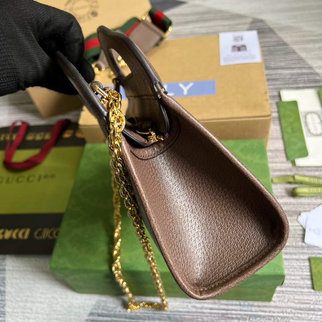 Gucci 693724 Ophidia Small Tote With Web Brown