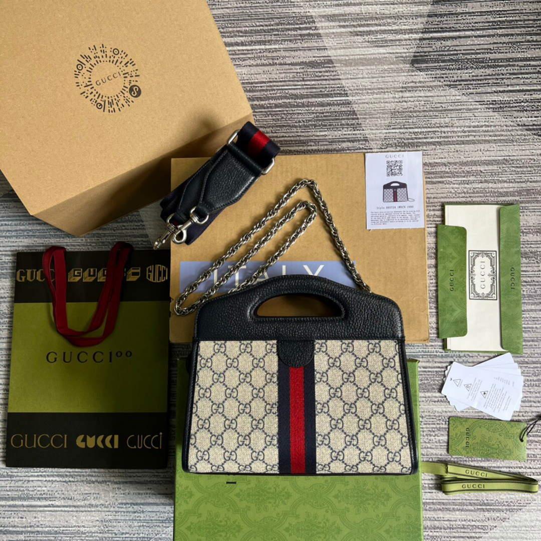 Gucci 693724 Ophidia Small Tote With Web Black