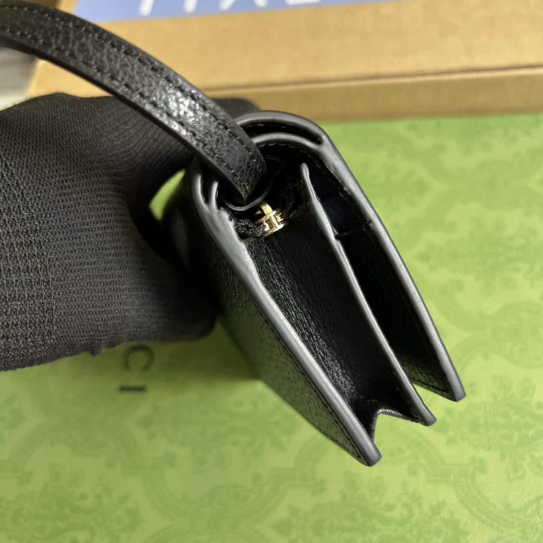 Adidas x Gucci card case with Horsebit 702248 Black and off-white leather