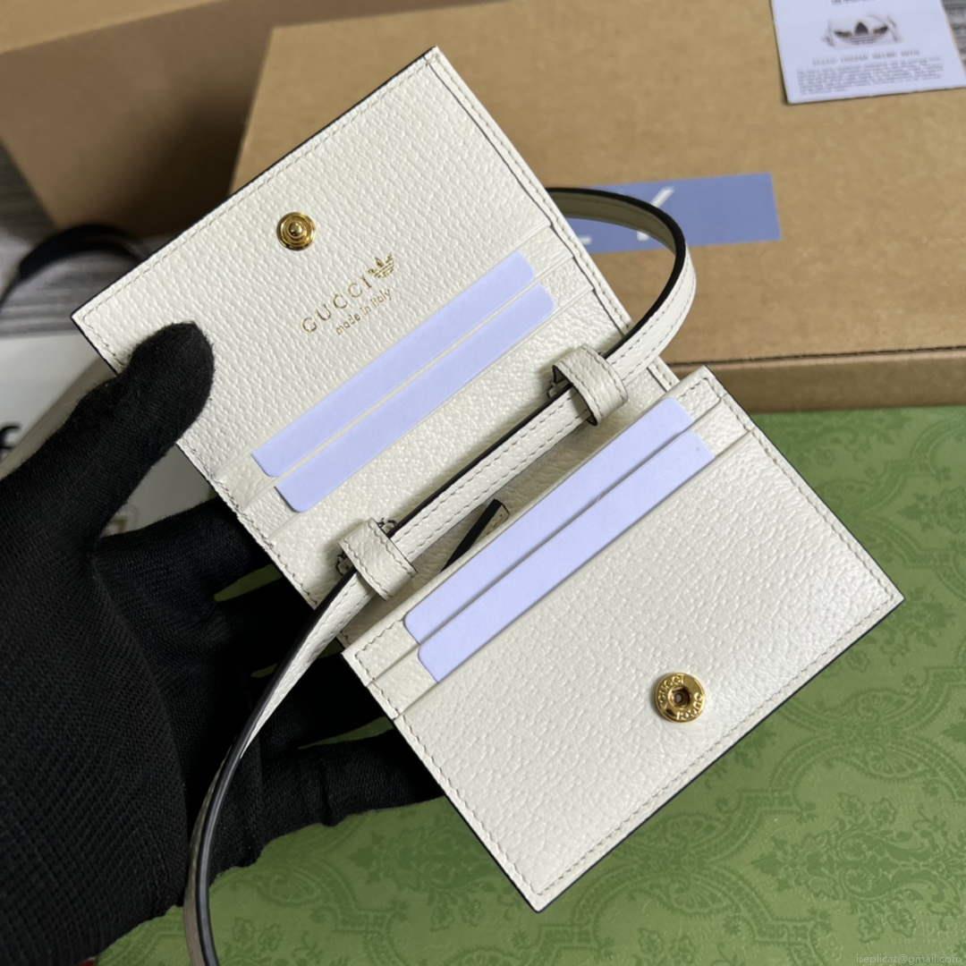 Adidas x Gucci card case with Horsebit 702248 Off-white and black leather