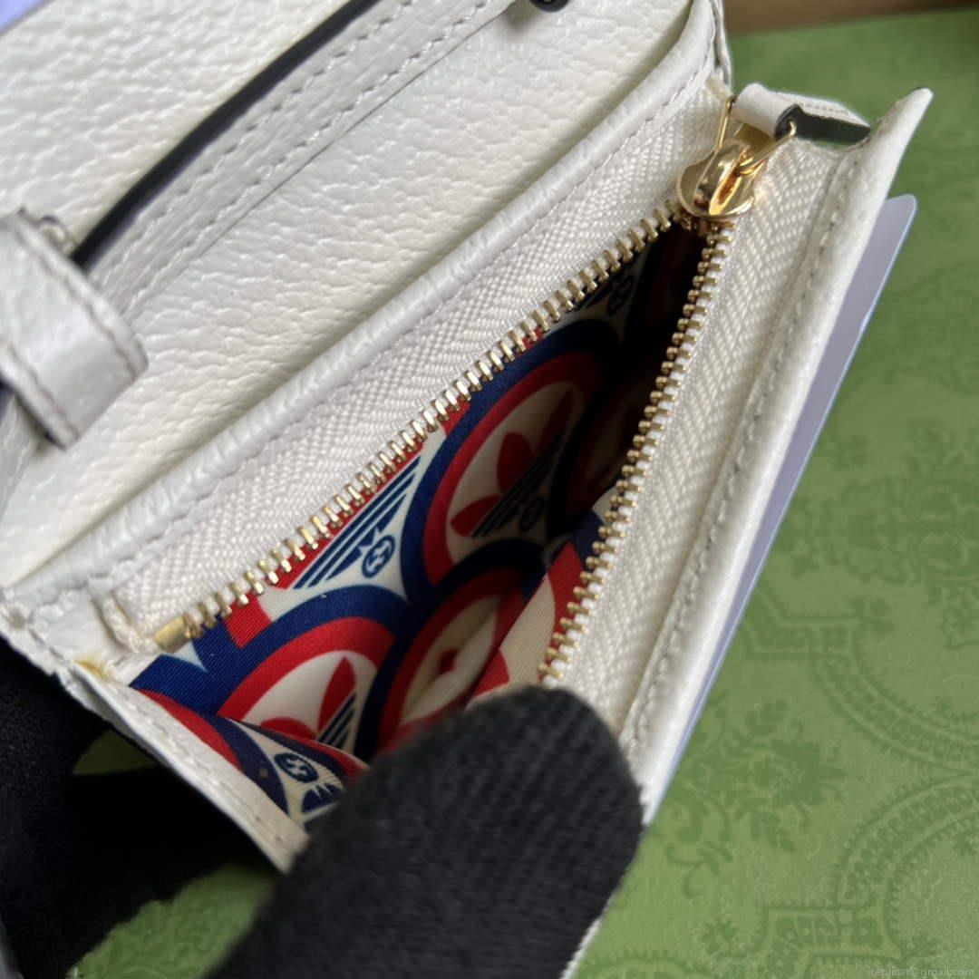 Adidas x Gucci card case with Horsebit 702248 Off-white and black leather