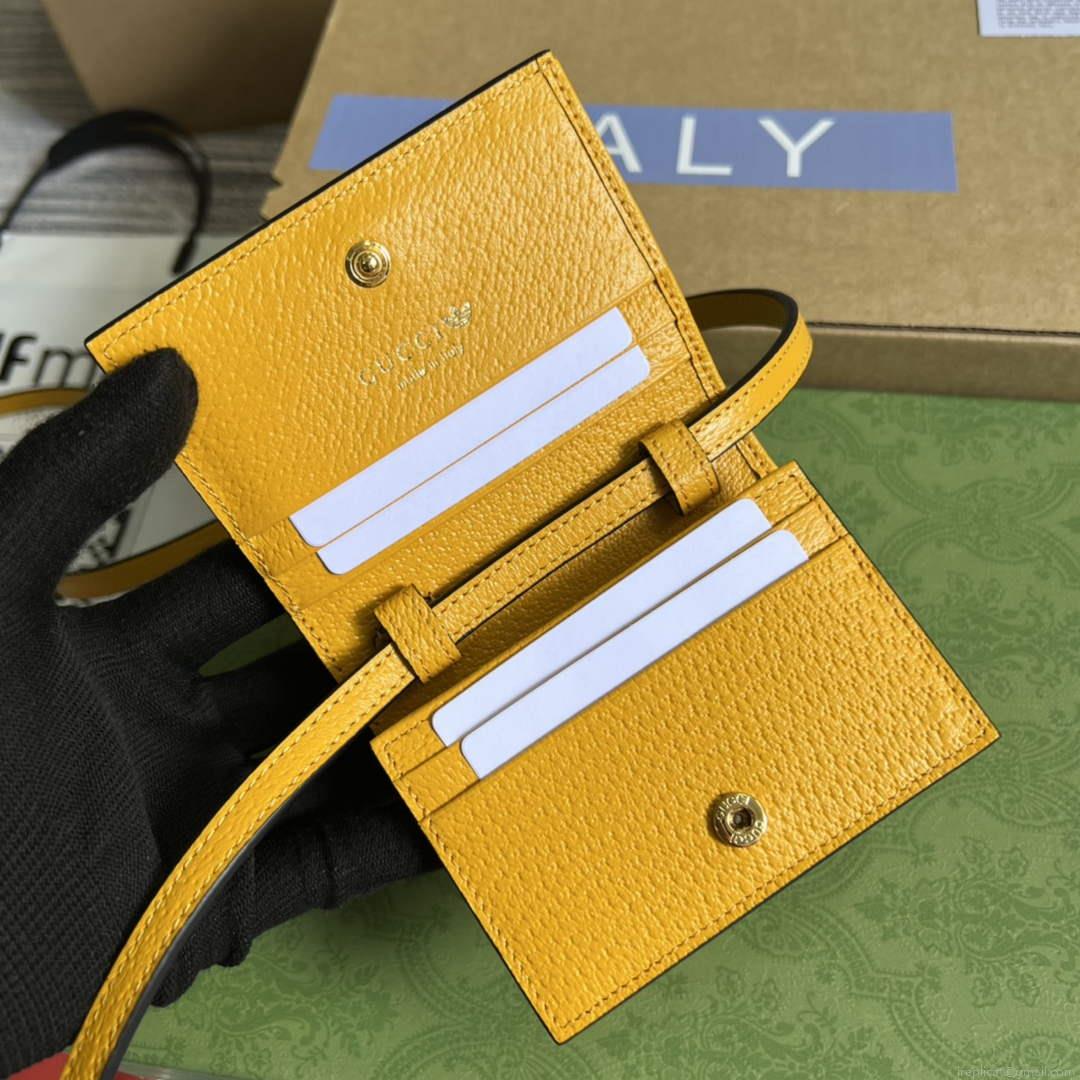 Adidas x Gucci card case with Horsebit 702248 Off-black and yellow leather