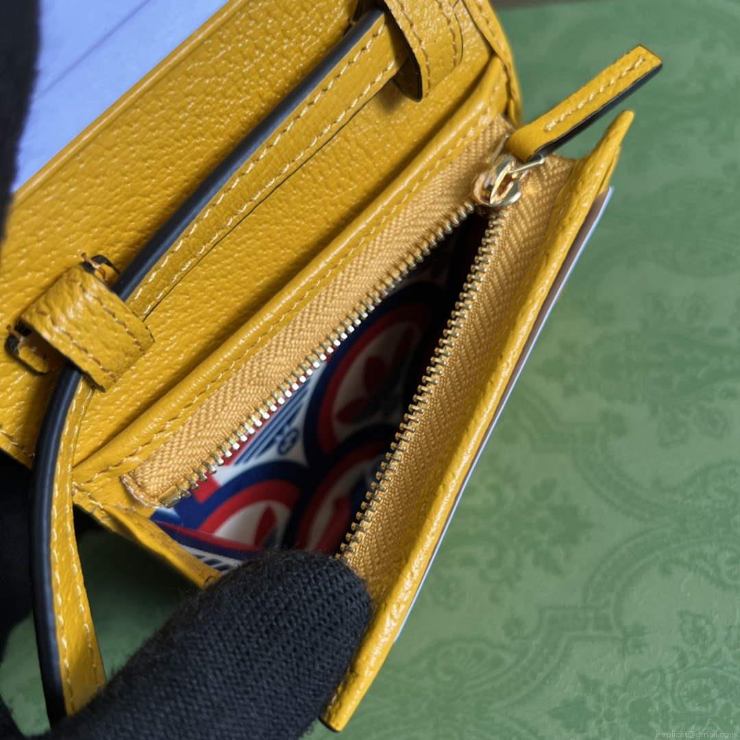 Adidas x Gucci card case with Horsebit 702248 Off-black and yellow leather