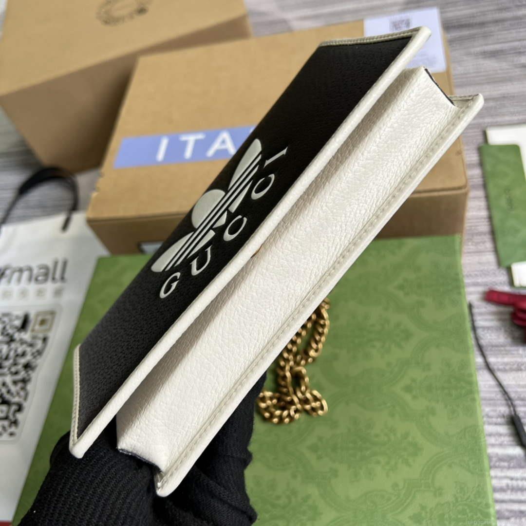 Adidas x Gucci ‎621892 wallet with chain Black and white leather