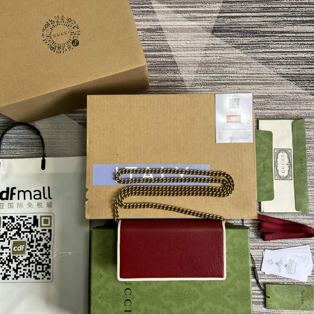 Adidas x Gucci ‎621892 wallet with chain Off-white and red leather