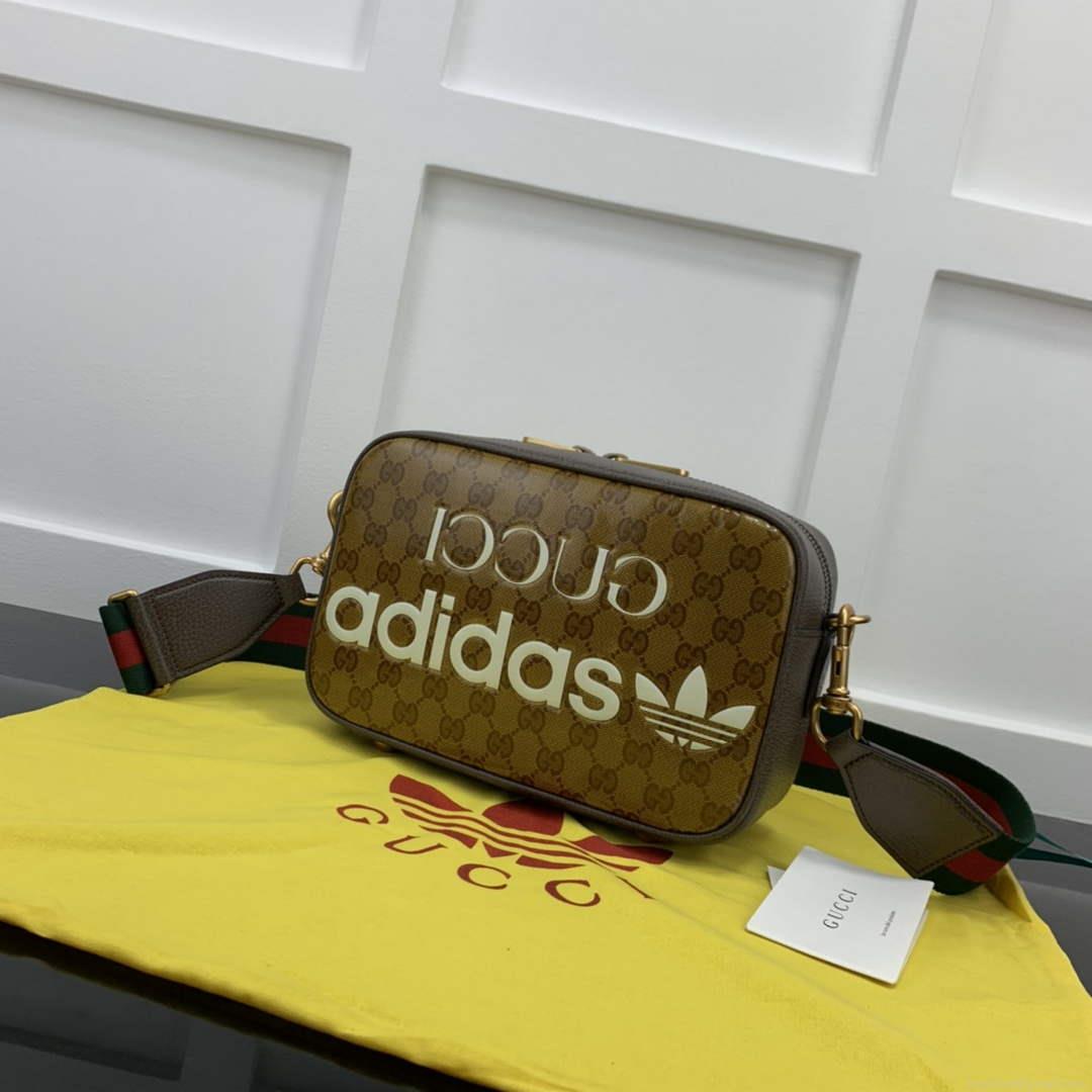 Adidas x Gucci small shoulder bag 702427 Beige and brown GG canvas