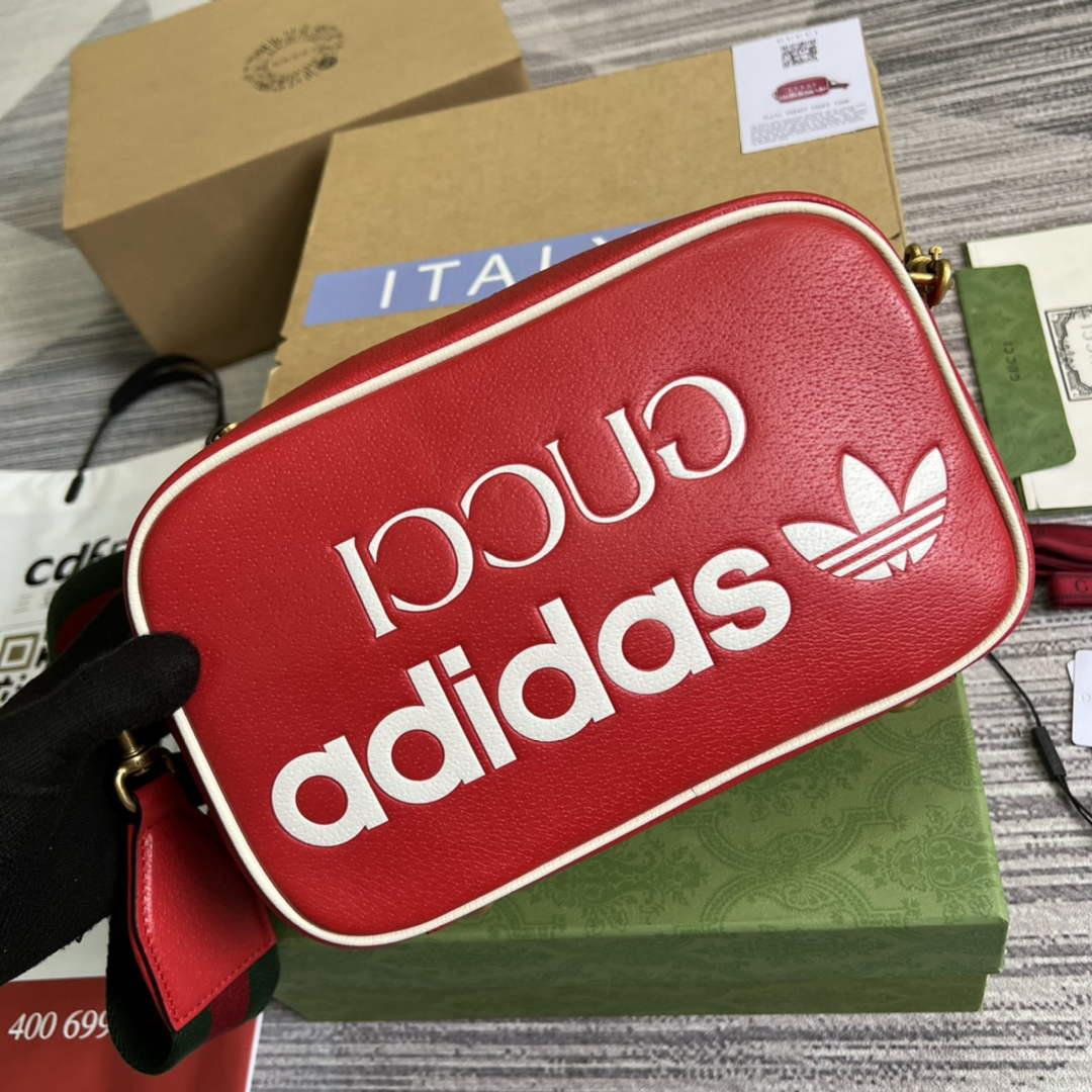 Adidas x Gucci small shoulder bag 702427 Red leather