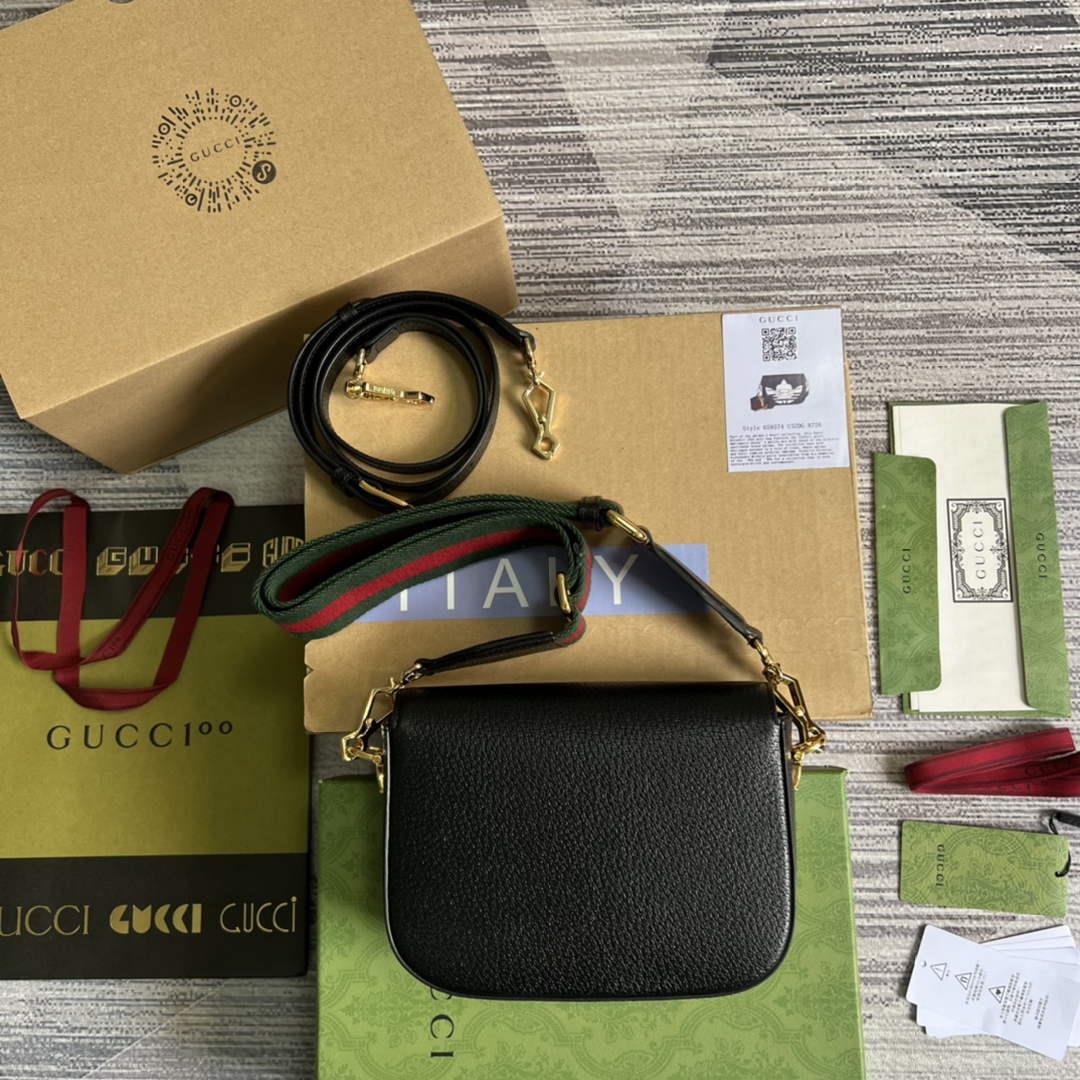 Adidas x Gucci 658574 Horsebit 1955 mini bag black and white leather
