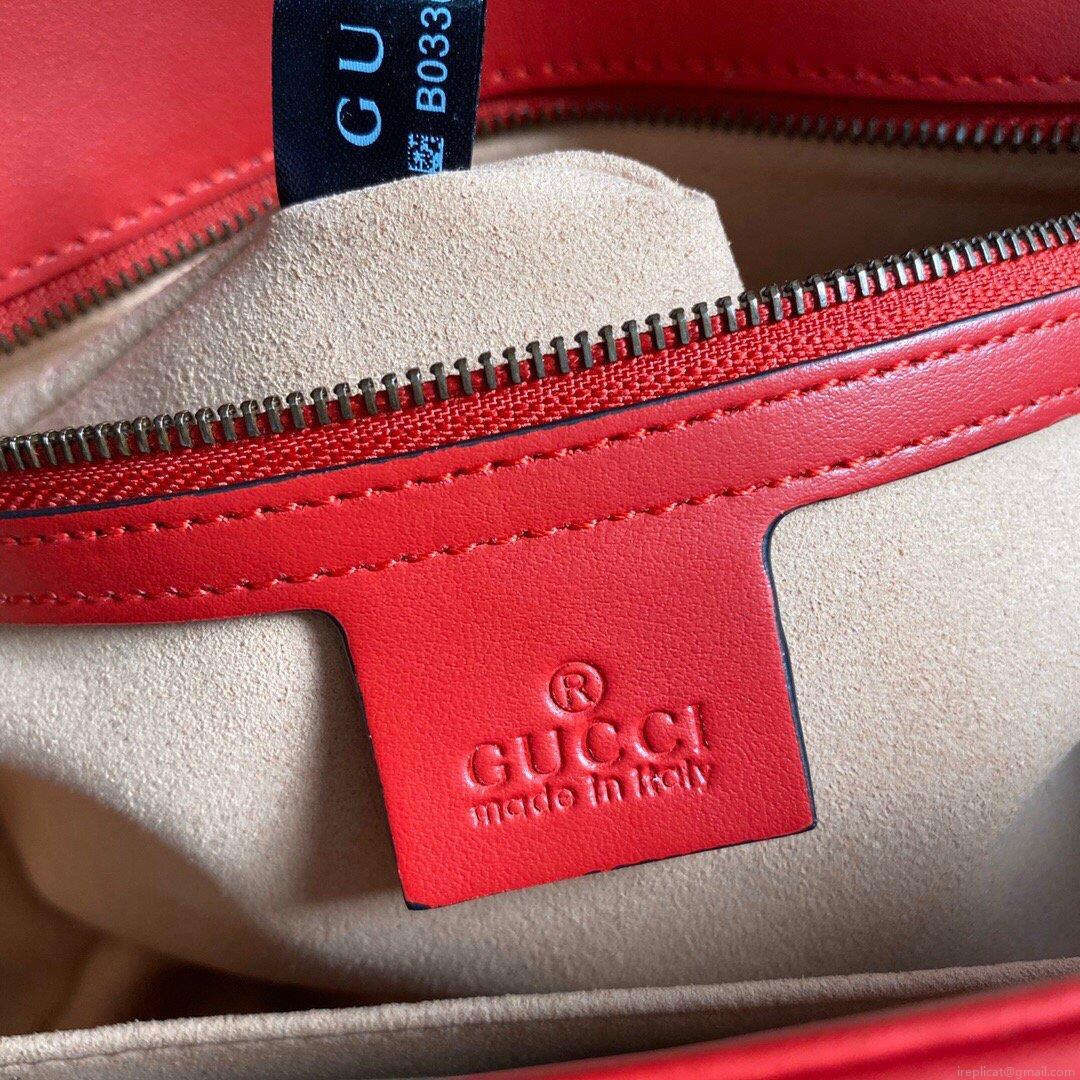Gucci 443496 GG Marmont Medium Matelassé Shoulder Bag Red