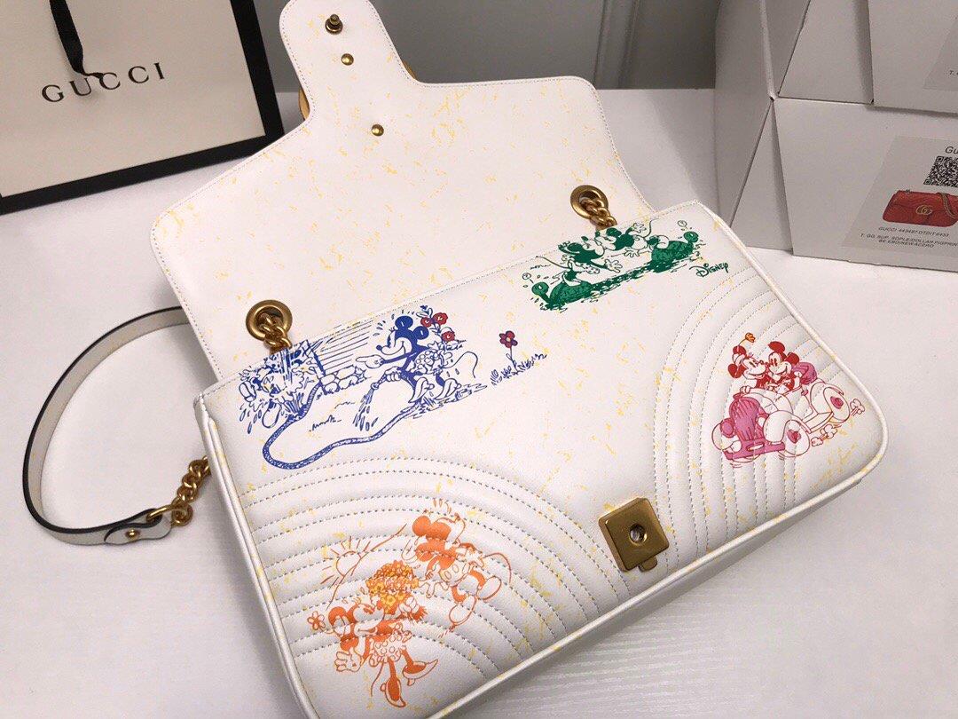 Gucci 443496 GG Marmont Medium Matelassé Shoulder Bag White and printer