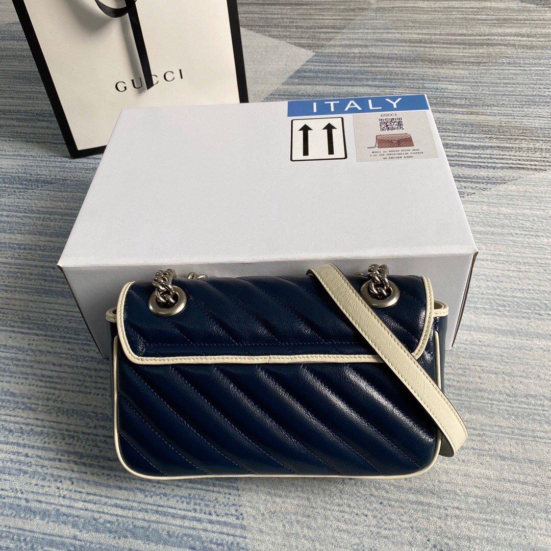 Gucci 446744 GG Marmont Matelassé Mini Bag Navy Blue