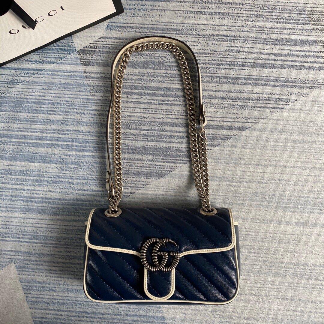 Gucci 446744 GG Marmont Matelassé Mini Bag Navy Blue