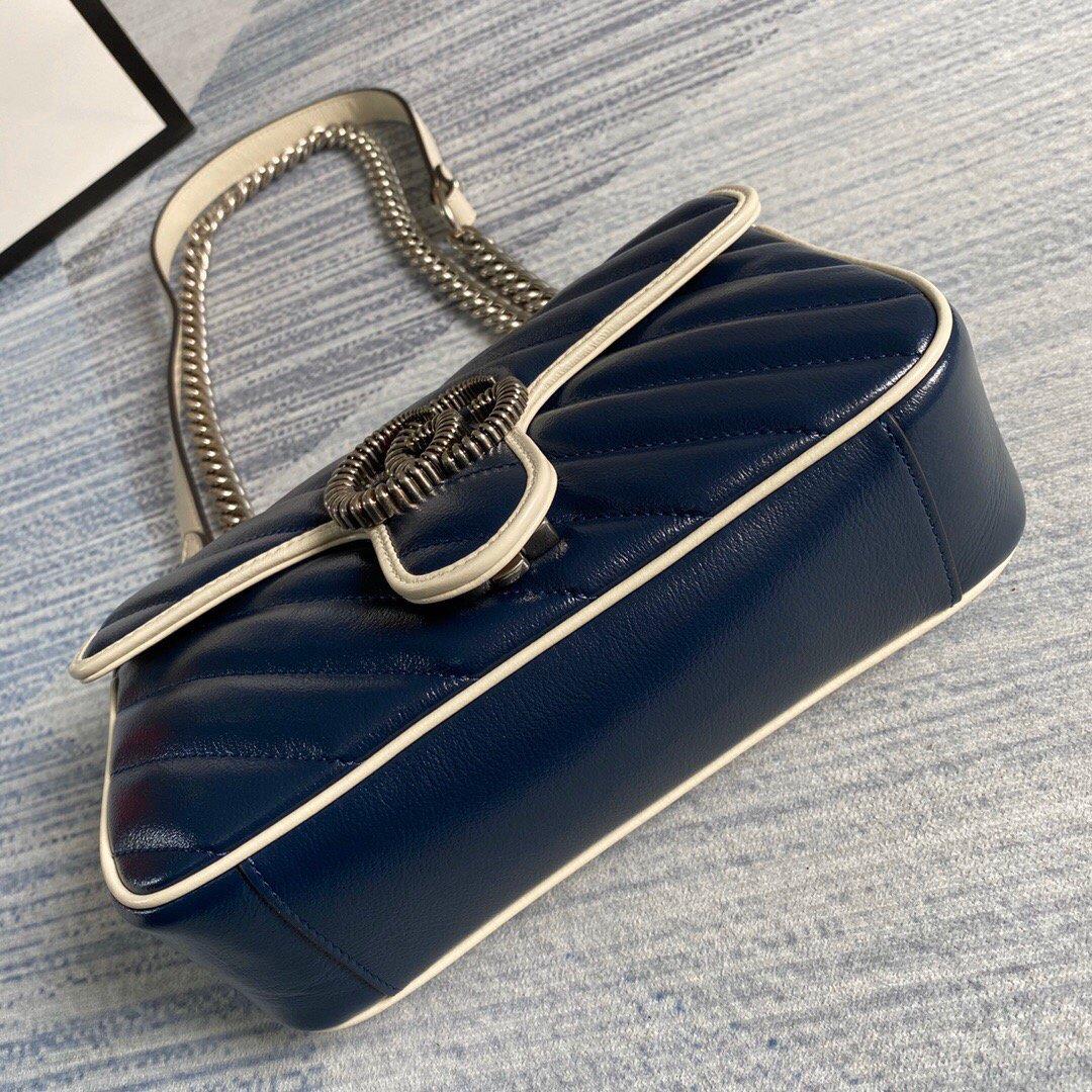 Gucci 446744 GG Marmont Matelassé Mini Bag Navy Blue