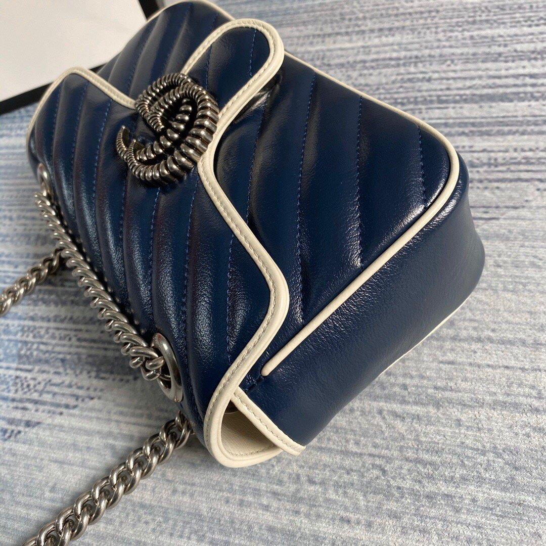 Gucci 446744 GG Marmont Matelassé Mini Bag Navy Blue