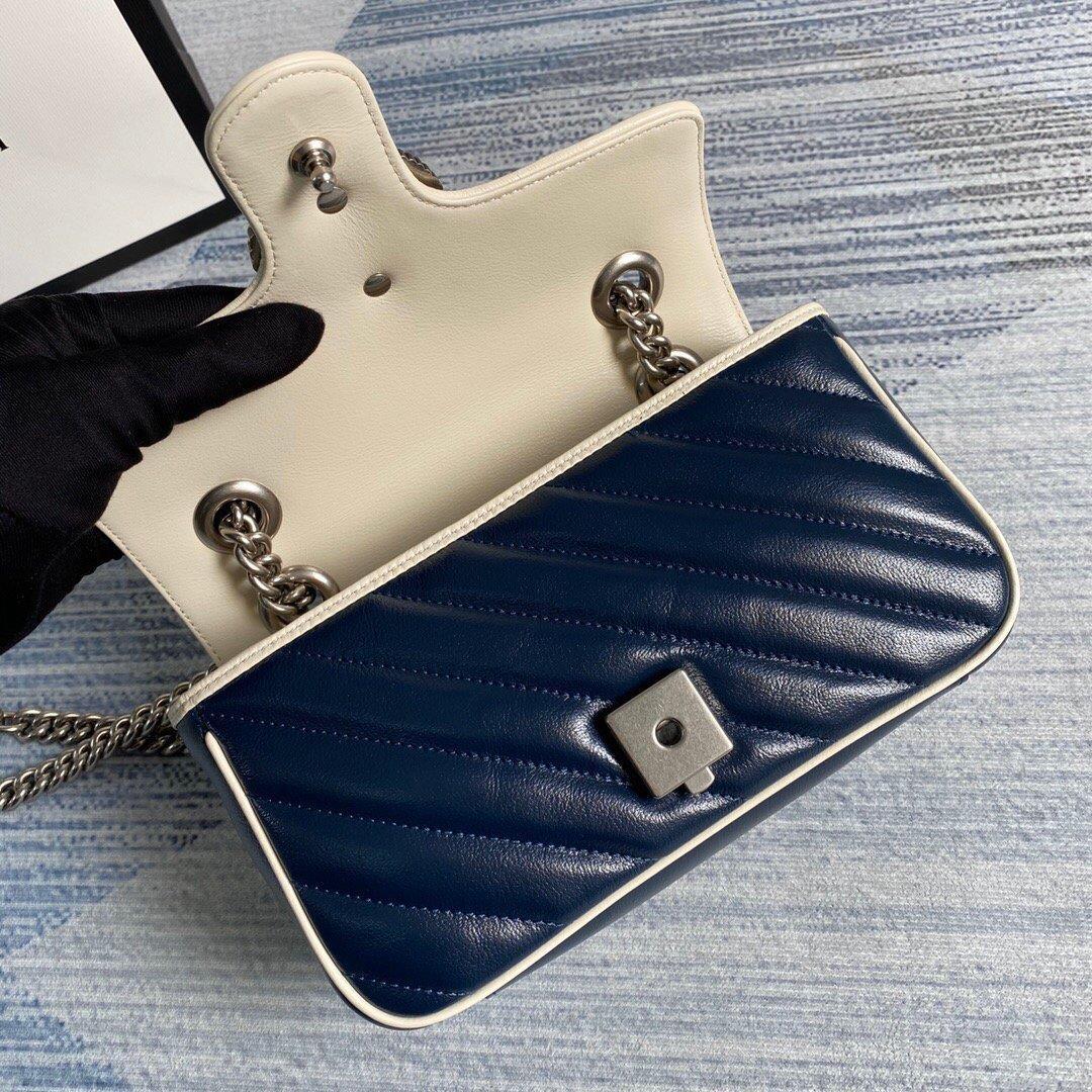 Gucci 446744 GG Marmont Matelassé Mini Bag Navy Blue