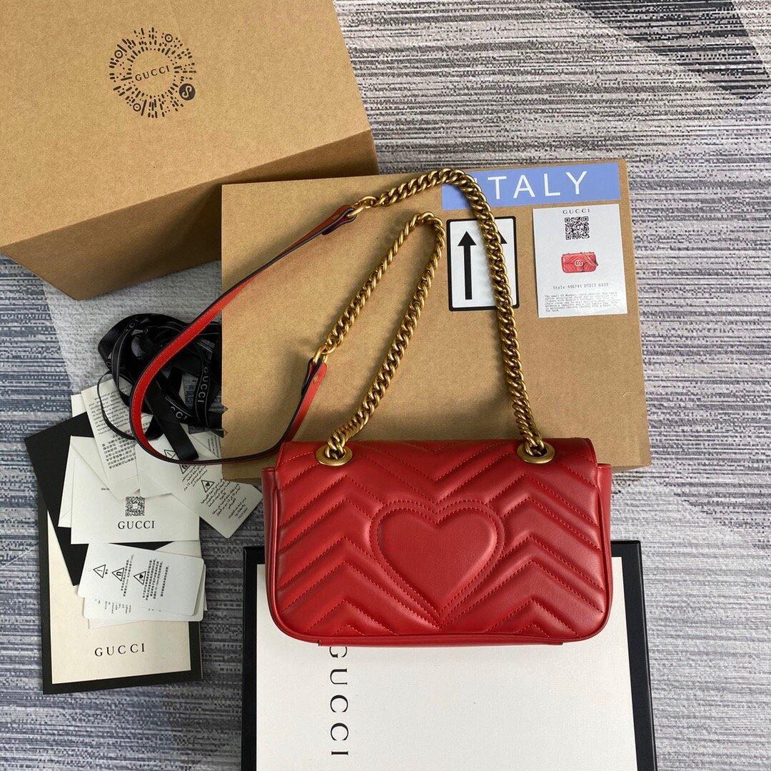 Gucci 446744 GG Marmont Matelassé Mini Bag Red