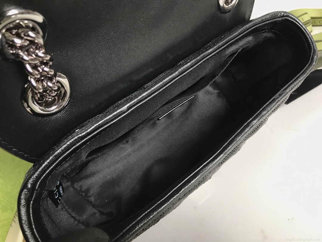 Gucci 446744 GG Marmont Mini Shoulder Sequin Bag Black
