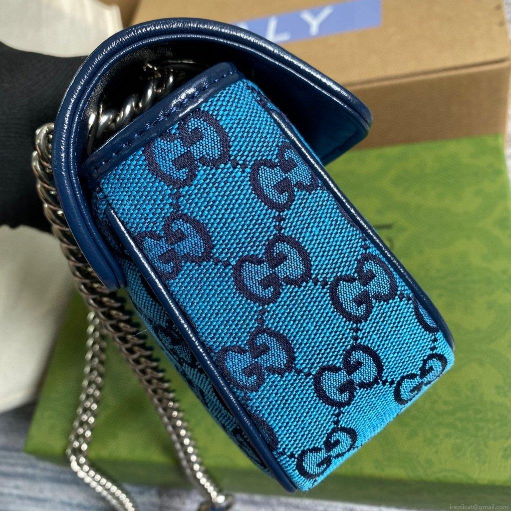 Gucci 446744 GG Marmont Multicolor Mini Shoulder Bag Blue
