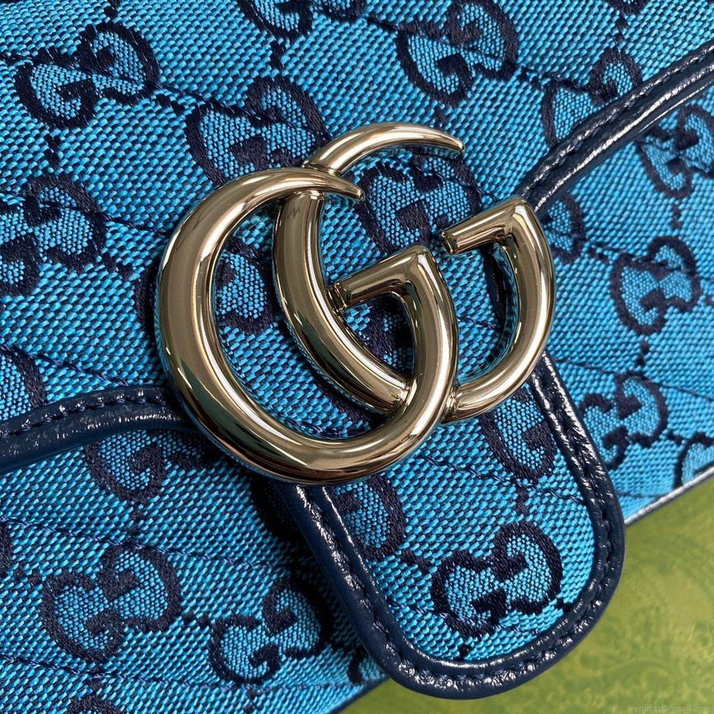 Gucci 446744 GG Marmont Multicolor Mini Shoulder Bag Blue