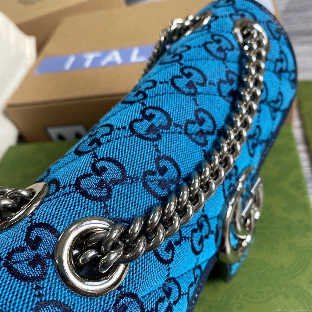 Gucci 446744 GG Marmont Multicolor Mini Shoulder Bag Blue