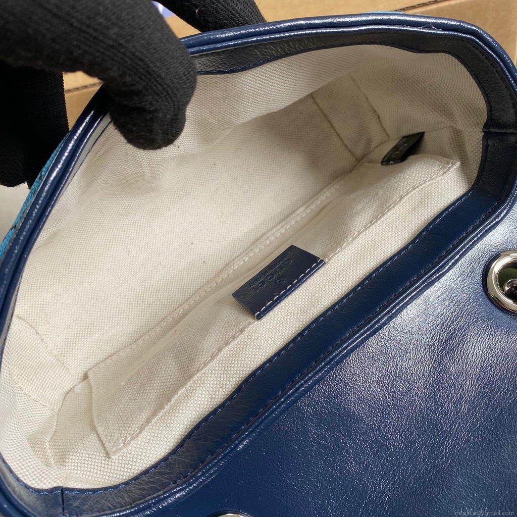 Gucci 446744 GG Marmont Multicolor Mini Shoulder Bag Blue