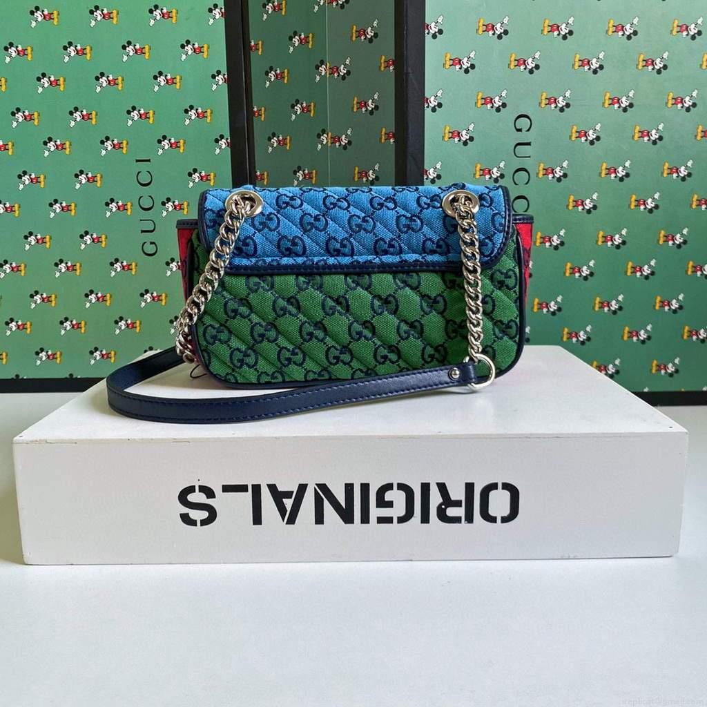 Gucci 446744 GG Marmont Multicolor mini shoulder bag blue and pink