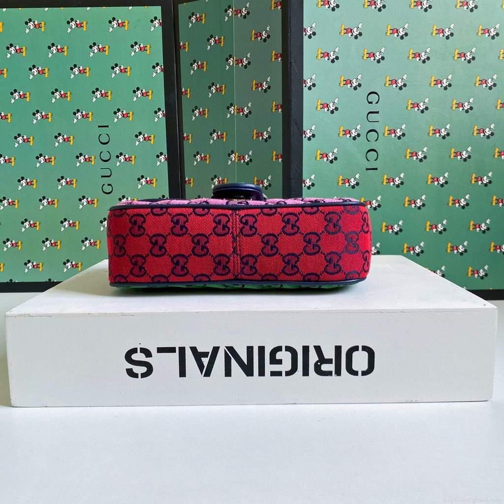 Gucci 446744 GG Marmont Multicolor mini shoulder bag blue and pink
