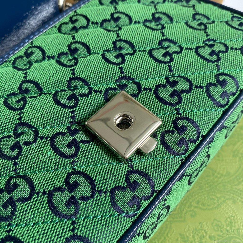 Gucci 446744 GG Marmont Multicolor Mini Shoulder Bag Green