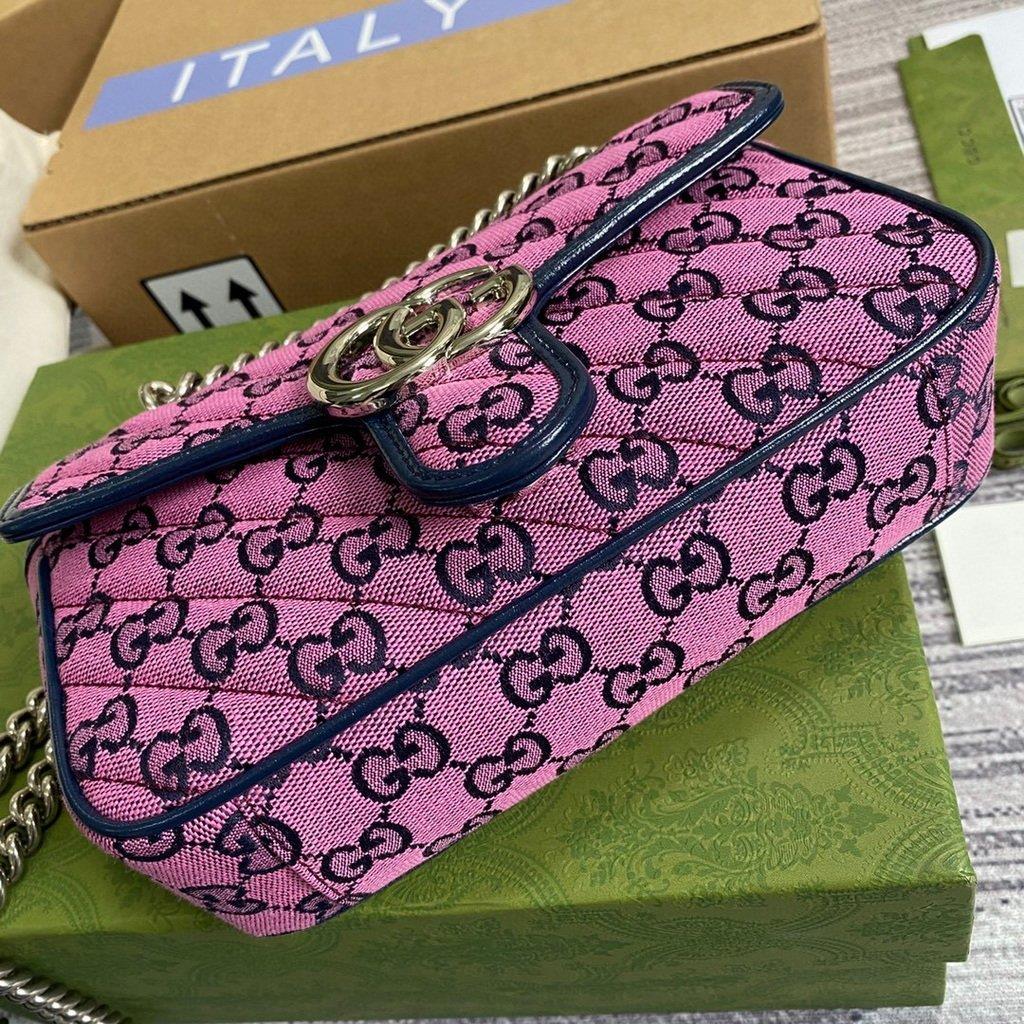 Gucci 446744 GG Marmont Multicolor Mini Shoulder Bag Purple