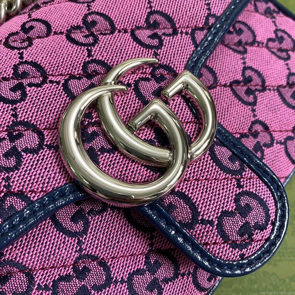 Gucci 446744 GG Marmont Multicolor Mini Shoulder Bag Purple