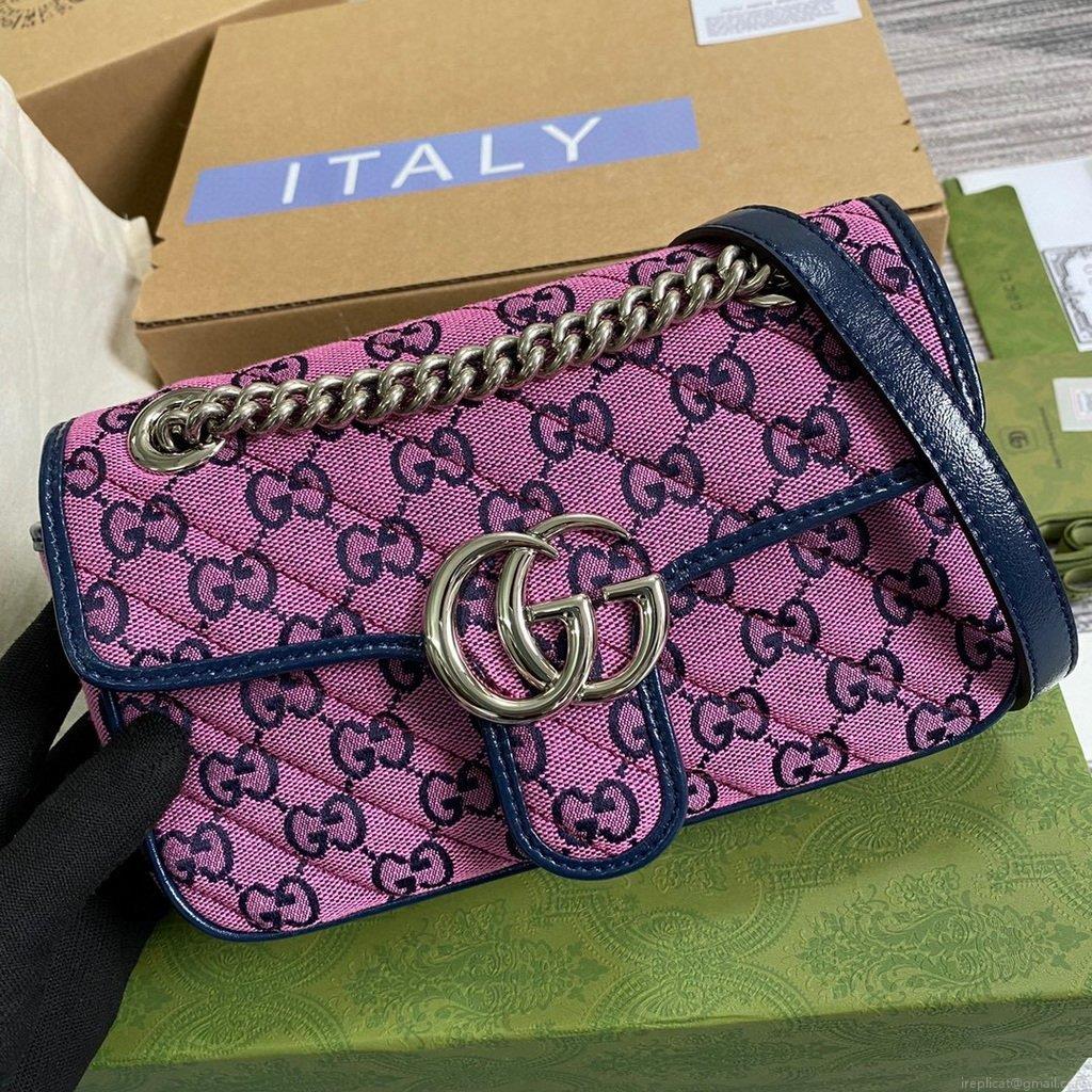 Gucci 446744 GG Marmont Multicolor Mini Shoulder Bag Purple
