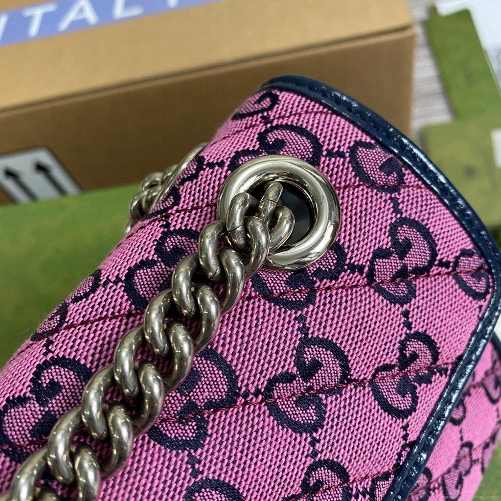 Gucci 446744 GG Marmont Multicolor Mini Shoulder Bag Purple