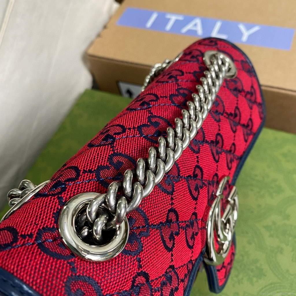 Gucci 446744 GG Marmont Multicolor mini shoulder bag Red