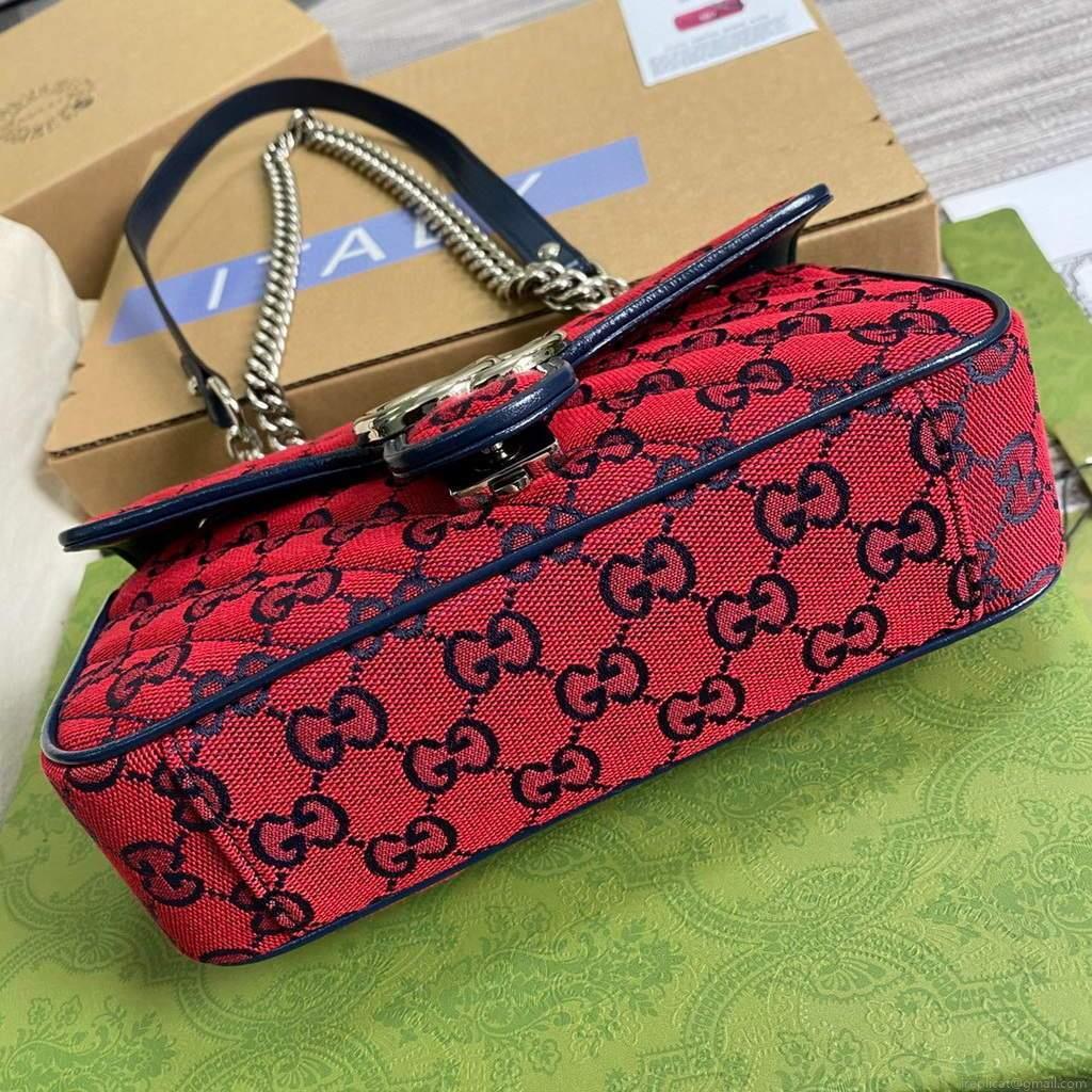 Gucci 446744 GG Marmont Multicolor mini shoulder bag Red