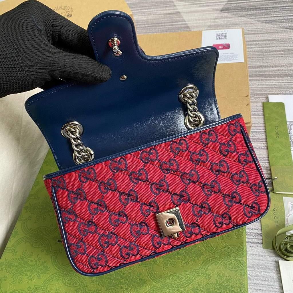 Gucci 446744 GG Marmont Multicolor mini shoulder bag Red