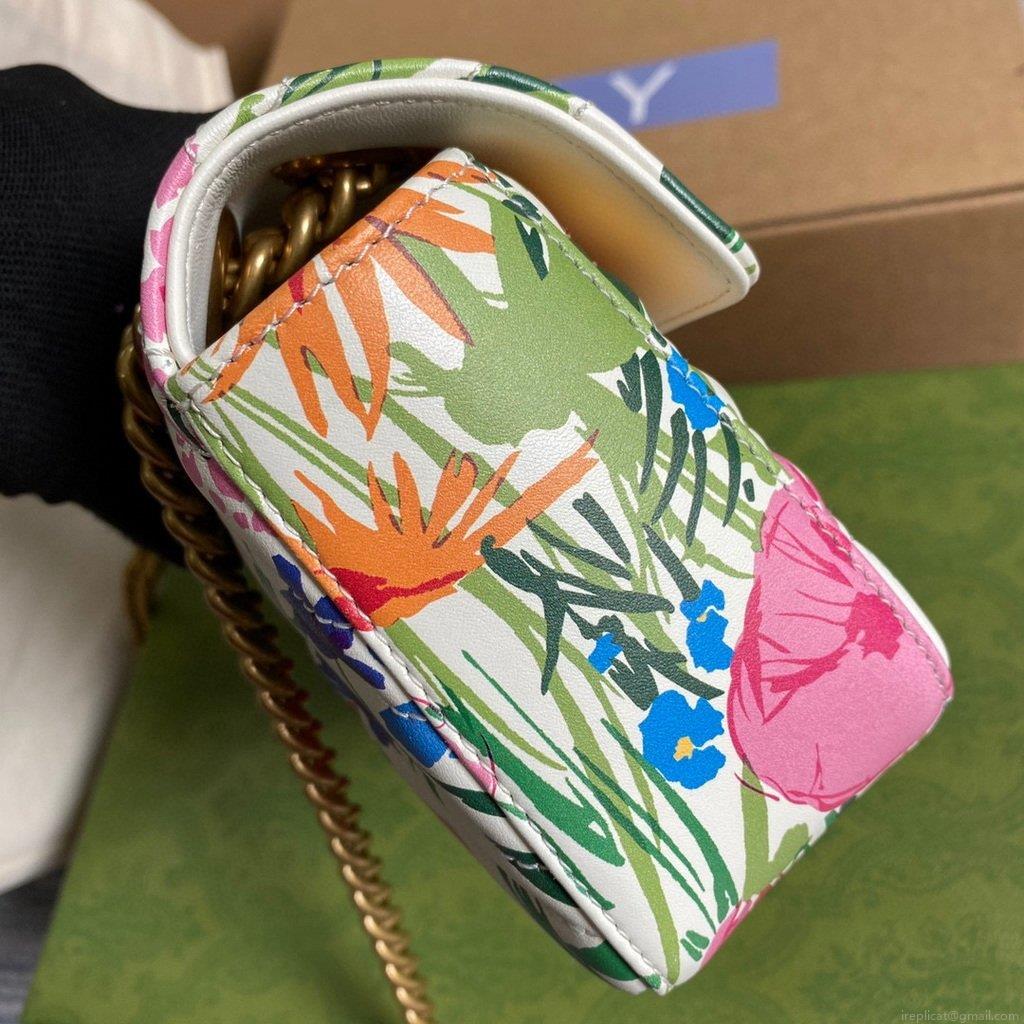 Gucci 446744 GG Marmont Multicolor Mini Shoulder Bag White