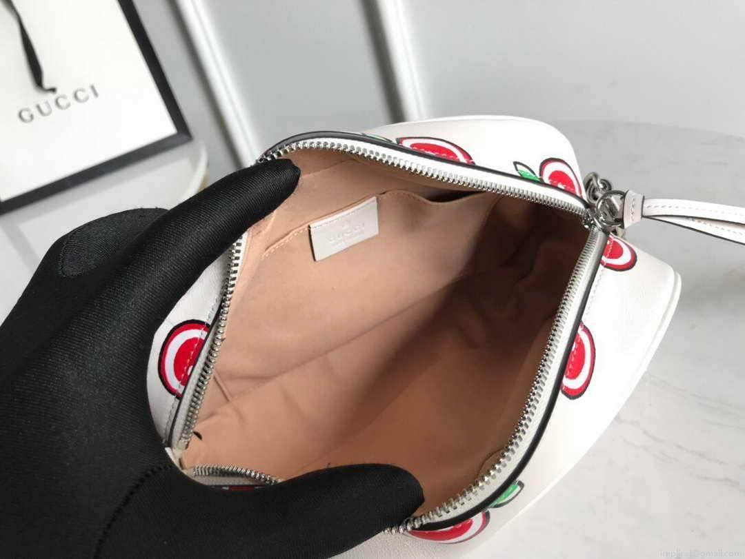 Gucci 447632 GG Marmont Mini Shoulder Bag White and Red