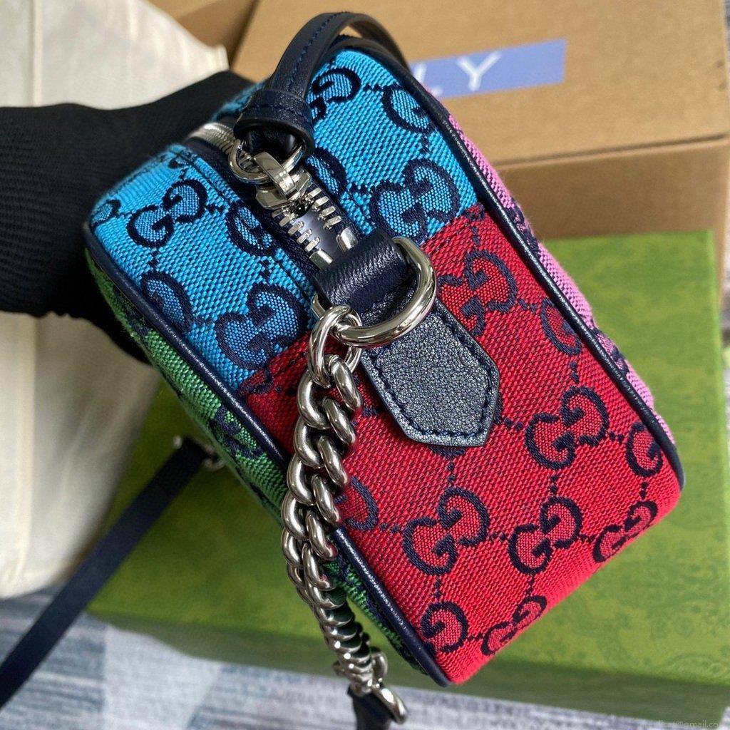 Gucci 447632 GG Marmont Multicolor Small Shoulder bag Purple and Green