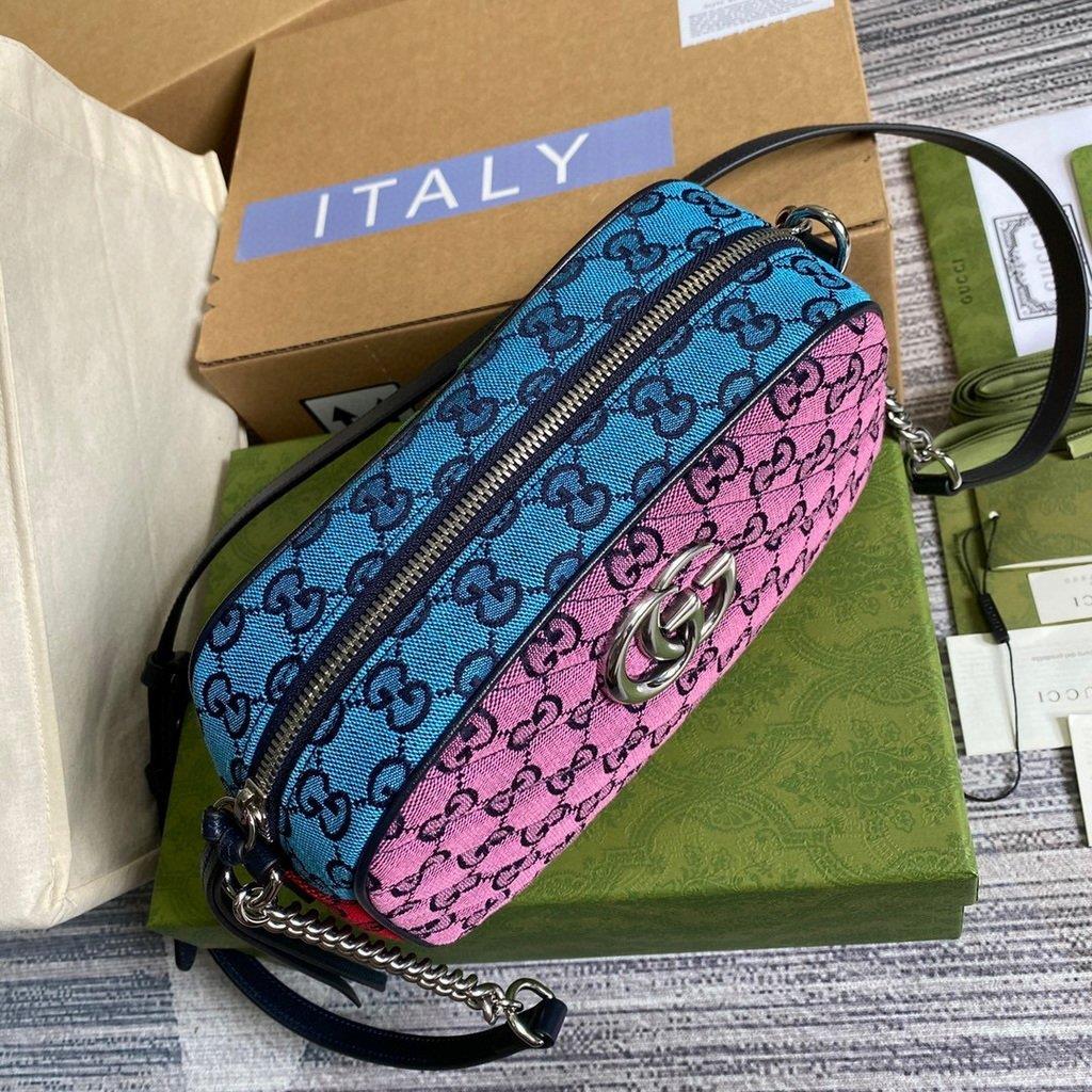 Gucci 447632 GG Marmont Multicolor Small Shoulder bag Purple and Green
