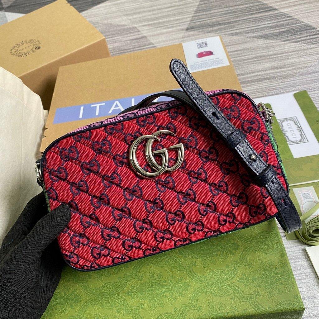 Gucci 447632 GG Marmont Multicolor Small Shoulder bag Red and Green