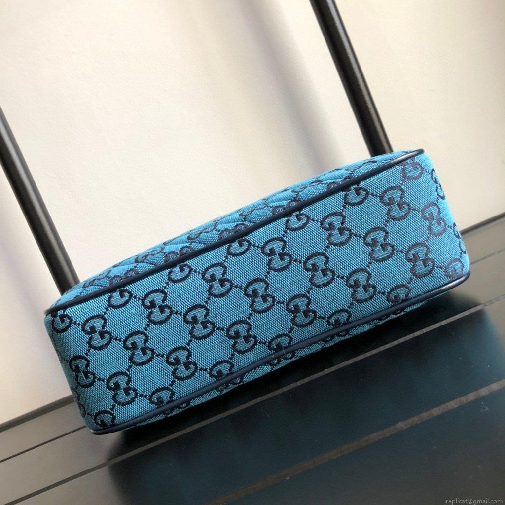 Gucci 447632 GG Marmont Multicolour Small Shoulder Bag Blue