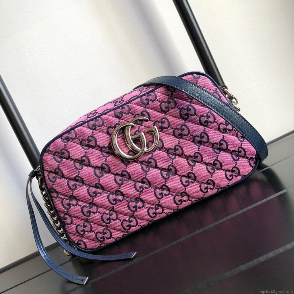 Gucci 447632 GG Marmont Multicolour Small Shoulder Bag Purple