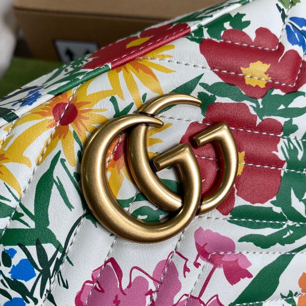 Gucci 447632 GG Marmont Multicolour Small Shoulder Bag White