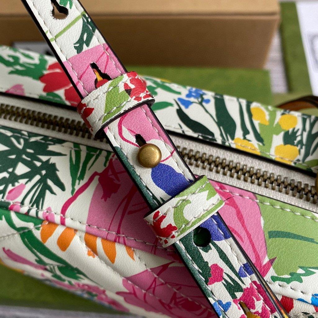 Gucci 447632 GG Marmont Multicolour Small Shoulder Bag White