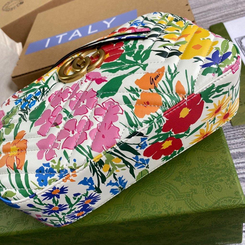 Gucci 447632 GG Marmont Multicolour Small Shoulder Bag White
