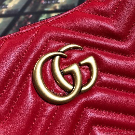 Gucci 453569 GG Marmont Matelassé Shoulder Bag Red