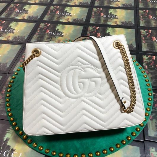 Gucci 453569 GG Marmont Matelassé Shoulder Bag White